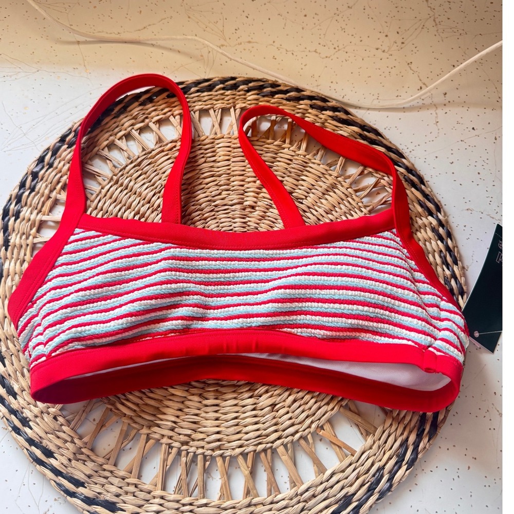 Wild Fable Red White Striped Bralette Bikini Top XS Removable Pads NWT